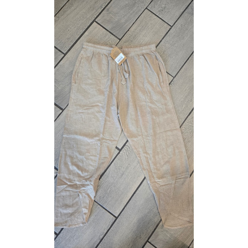 The Collection Royal Beige Cotton Boho Slit Front Pants XXL New Handmade Nepal